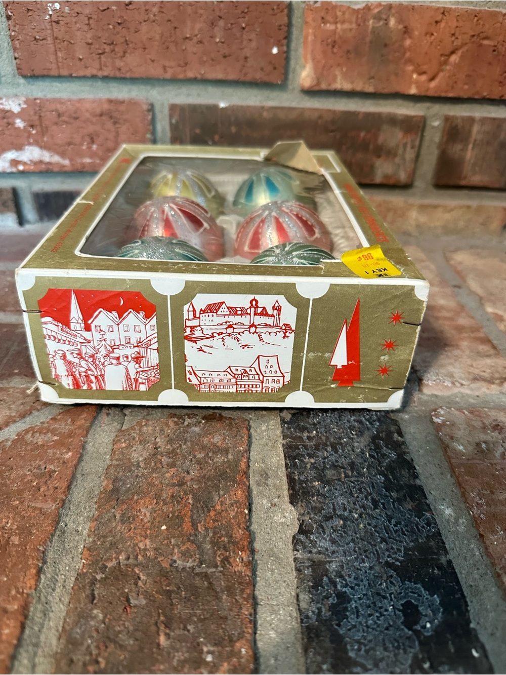 Vintage S S Kresge West Germany Hand Painted Christmas Glass Ornaments Glitter - Picture 5 of 16